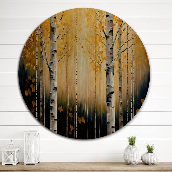 Designart "Golden Birch Trees Forest I" Country Wood Wall Art Décor